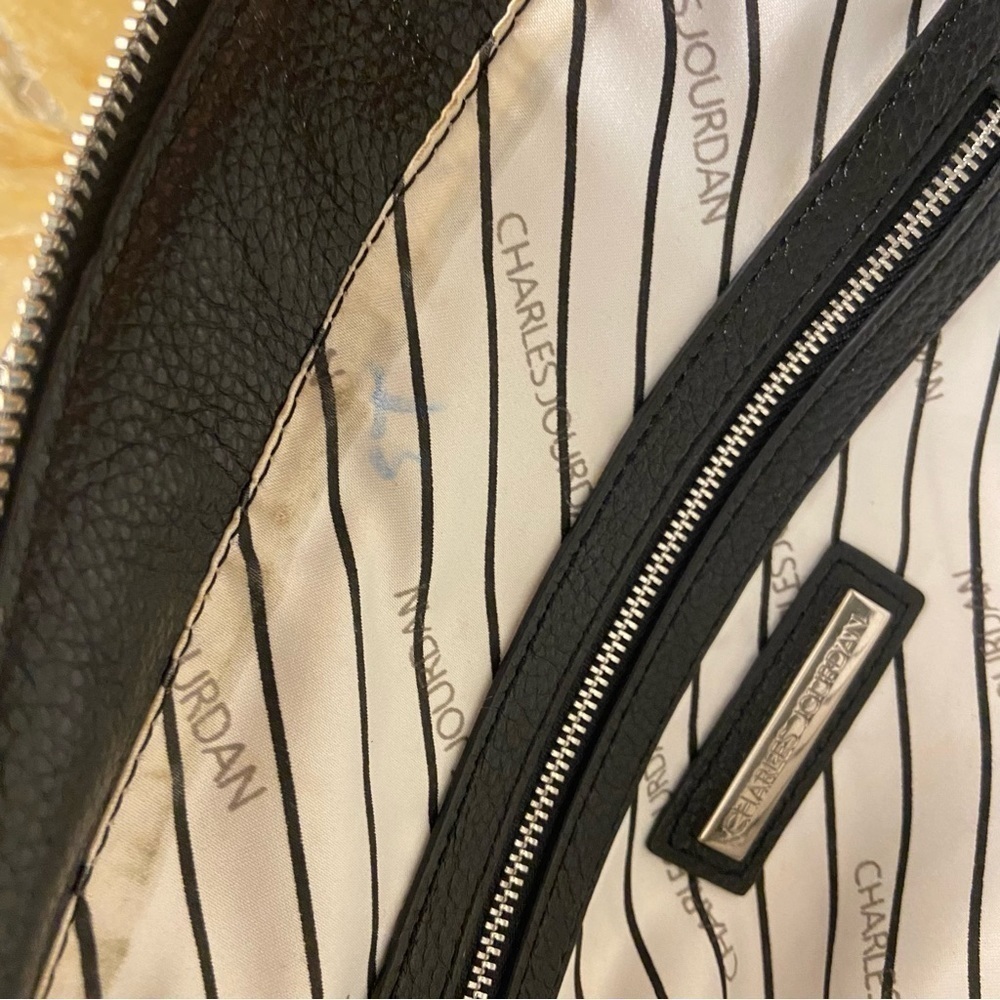 Charles Jourdan leather black and white satchel purse made in France - quality - Picture 11 of 16